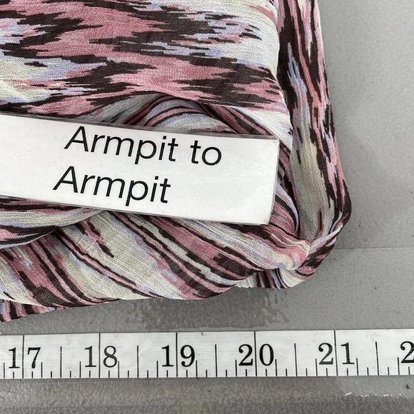 Magali Pascal Blouse Women's XS Extra Small Pink White Print Long Sleeve Top - Picture 13 of 14